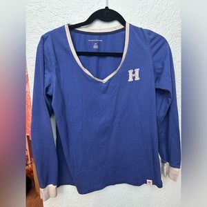 tommy hilfiger blue long sleeve cuffed shirt